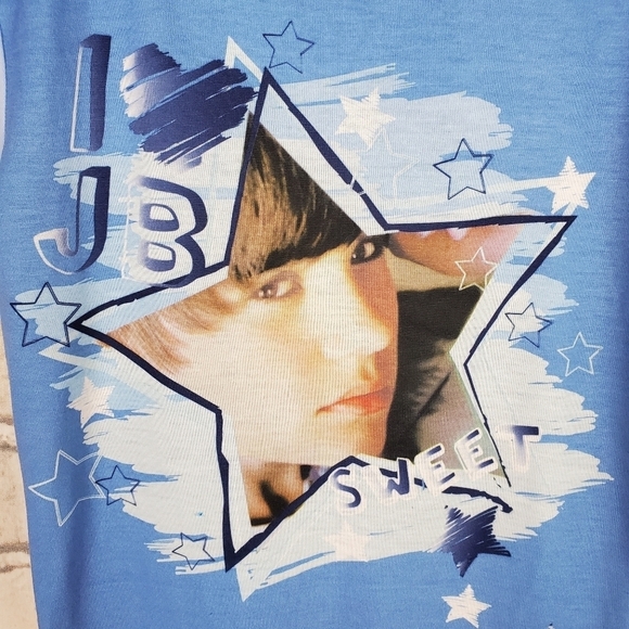 Justin Bieber Crew Neck Tee Baby Blue  Graphic Medium 10/12 Official - Picture 2 of 9